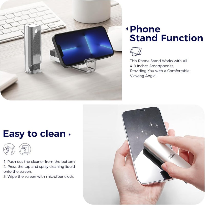 CLICK CLEAN Screen Cleaner Kits - 4 All-in-One Screen Cleaner with 4 oz Cleaner Refill, 1 Microfiber Cloth(7.8 x 7.8in), 1 Mini Refill Funnel, and 1 Sprayer - for All Phones, Laptop and Tablet Screens - Image 3